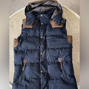 American Stitch Navy and Brown Puffer Vest (M)